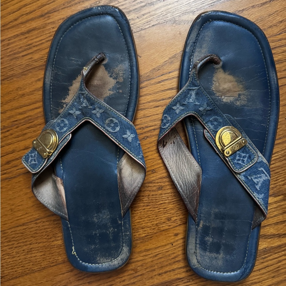 Louis Vuitton Blue Designer Sandals